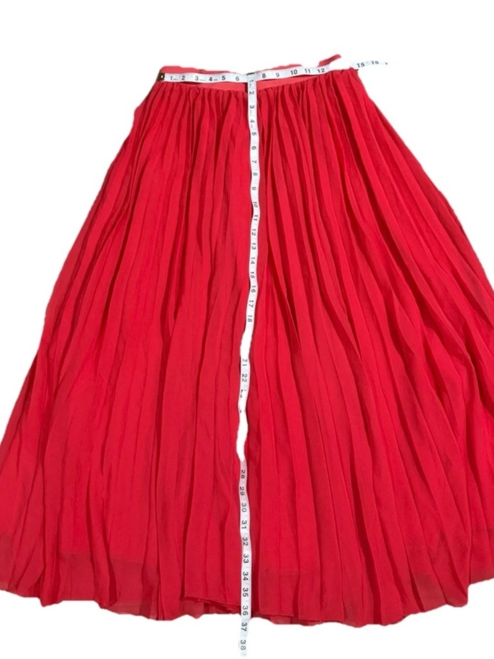 ☀️$5 sale Kaktus Bright Coral Watermelon  Pleated Maxi Skirt, Size M - Picture 5 of 5
